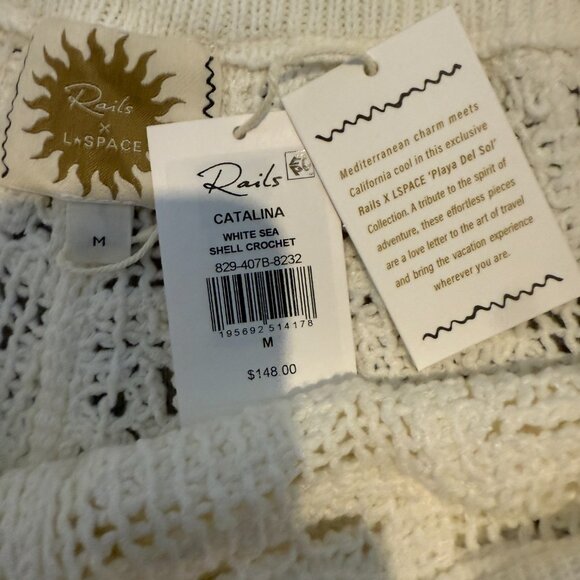 NWT Rails X LSPACE Catalina Crochet Stitch Drawstring Shorts White - Medium - Picture 6 of 7